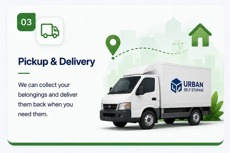 Pickup & Delivery: we collect your belongings and deliver them back when you need them.